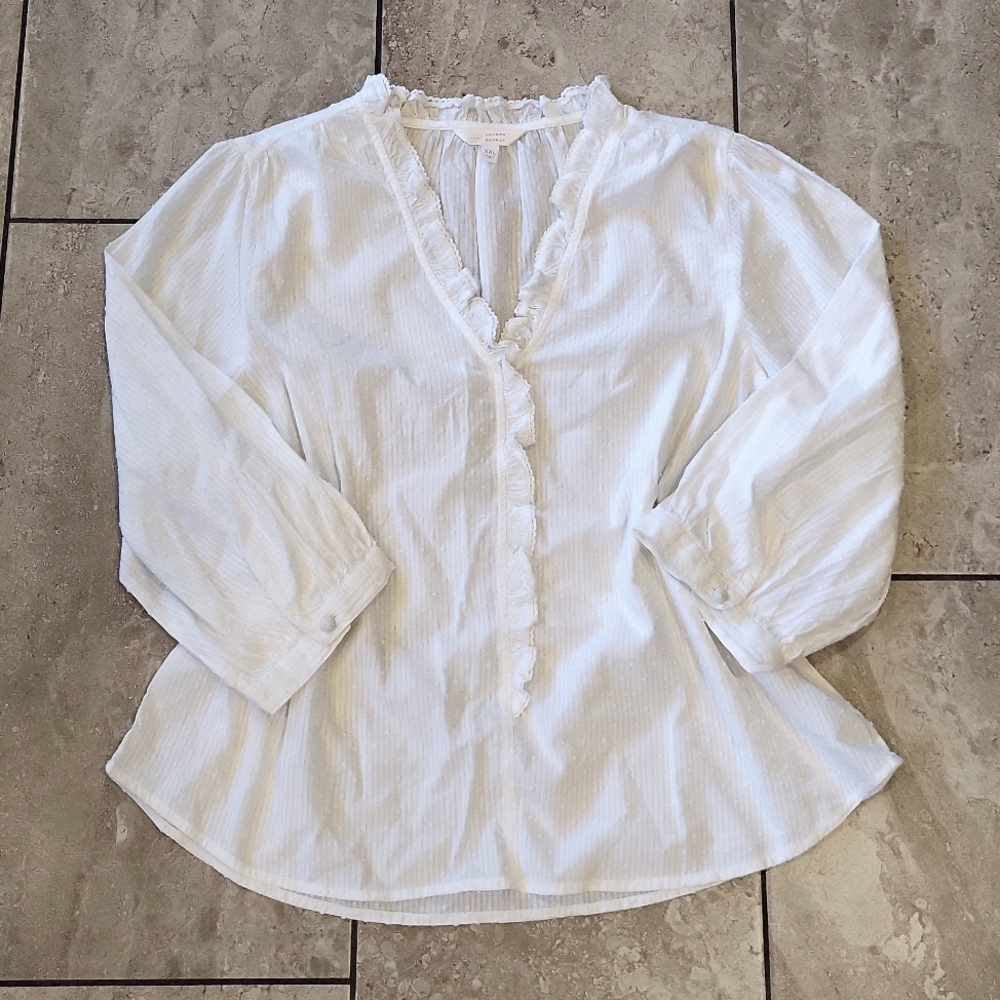 3/$15 Lauren Conrad white long sleeve blouse boho peasant